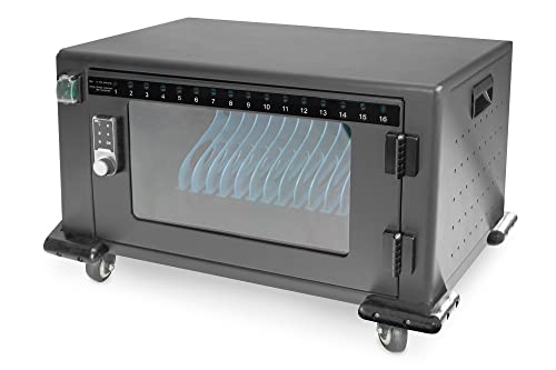 Digitus Mobile Cabinet Di Ricarica, 16 Posti Di Ricarica, Fino A 14 Pollici, Conservazione E Ricarica Di Smartphone, Notebook E Tablet, Porta Con Serr