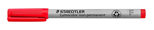 Staedtler Penna Universale Lumocolor Non-Permanent, Colore Rosso, Punta F Da 0.6 Mm, Confezione Da 10, 316-2