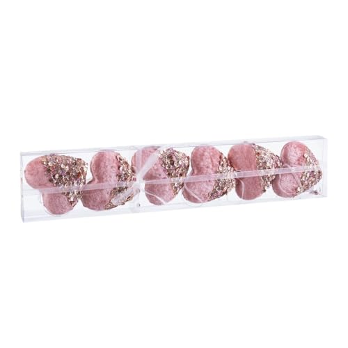 Set 6 Corazones 9 Cm Rosa Terciopelo Y Lentejuelas