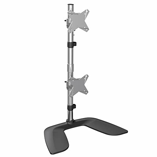 Startech.Com Stand Verticale Per Doppio Monitor Fino A 27" Vesa, Altezza Regolabile, Supporto Per 2 Schermi Da Scrivania