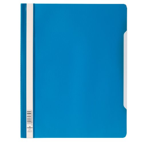 Durable 257006 - Cartellina Ad Aghi Clear View, F.To A4+, Fronte Trasparente E Retro Colorato, Etichetta Longitudinale, Azzurro, Conf. Da 50 Pezzi