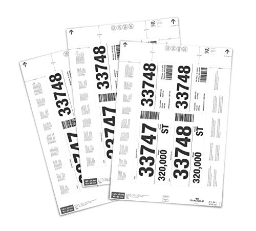 Durable 101002 Inserti Per Buste Logistica 140/90 X 65 Mm, 80 Inserti Su Fogli A4, Bianco