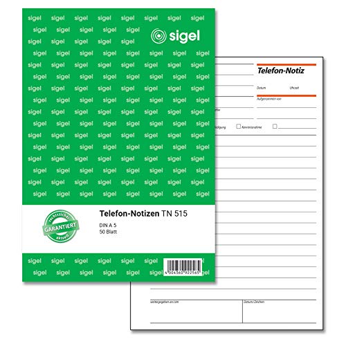 Sigel, Blocco Note Wi613 Quaderno Di Appunti Per Messaggi Telefonici 1 Pezzo Colore
