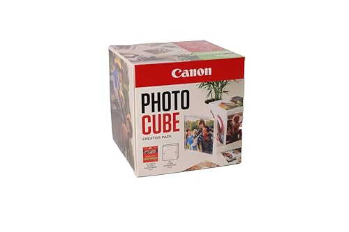 Canon Photo Cube Creative Pack, Arancione - Carta Fotografica Lucida Pp-201 5X5" (40 Fogli) + Cornice Fotografica - Compatibile Con Le Stampanti Canon