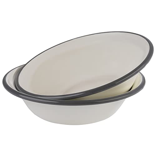 Aps 98669 - Set Di 2 Ciotole Emaille - Ø 16,5 Cm, Lamiera D'Acciaio Smaltata, Colore: Bianco Crema Con Bordo Grigio