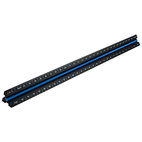 Faithfull Fairuletacnc Prestige Tri-Scale Architect Rule Black Aluminium 300Mm (12In)