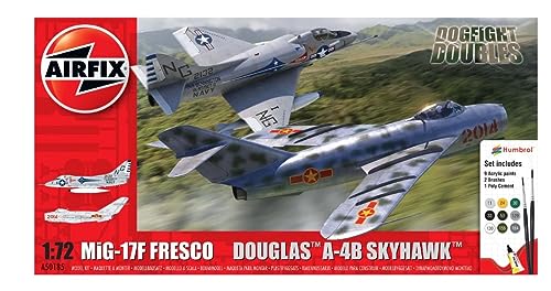 Airfix Dogfight Double – Mig 17F Fresco E Douglas A-4B Skyhawk – Kit Modellino In Scala 1:72 Air Craft Modello Starter Set, Colore 0, Small, A50185
