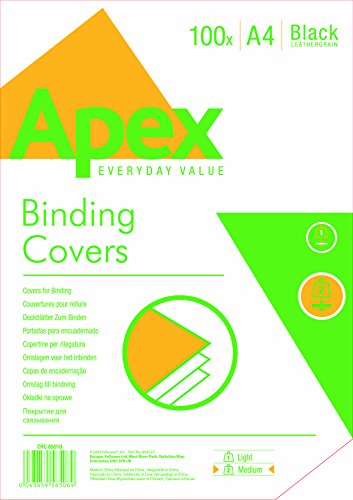Fellowes 6501001 Copertine Per Rilegatura Apex Delta, Formato A4, 230 G, Confezione Da 100 Pezzi, Nero
