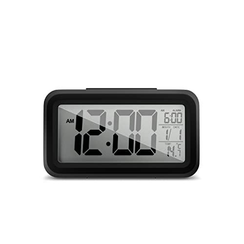 Mebus Digitaler Wecker Mit Lichtsensor, Innenthermometer, 2 Weckzeiten, Schlummer-Funktion/Material: Kunststoff/Farbe: Schwarz/Modell: 42435