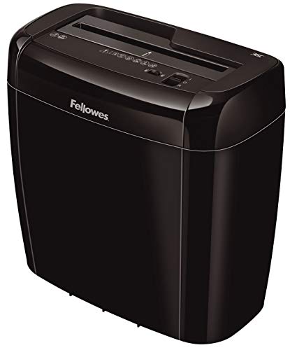 Fellowes 36C - Destructora Trituradora De Papel, Corte En Partículas, Destruye Hasta 6 Hojas, Uso Personal, Tritura Tarjetas De Crédito, Color Negro