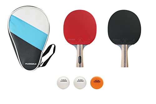 Hudora Set Tournament Da Ping Pong - Set Da Ping Pong Di Pregio Con 1 Racchetta E 3 Palline - Set Con Racchetta Da Ping Pong E Borsa - Racchetta Da Pi
