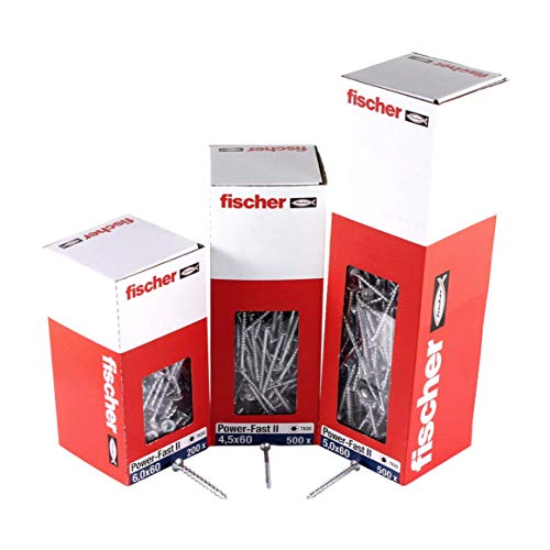 Fischer Power-Fast Ii 670369-200 Viti Per Truciolato Power-Fast Ii, 5,0 X 120, Testa Svasata Con Stella Interna Tx Filettatura Parziale Zincata Tramit