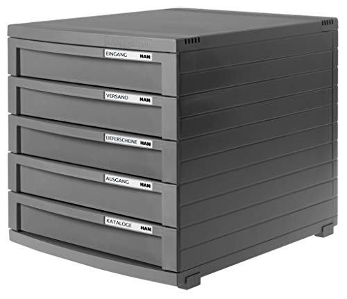 Han 1505-191 - Cassettiera Con 5 Cassetti Chiusi, Colore: Grigio Scuro