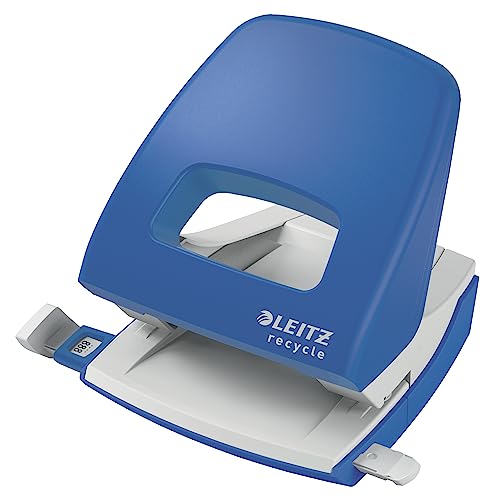 Leitz Nexxt Recycle Perforatore In Acciaio E Plastica Riciclata, Riciclabile Al 100%, Perfora Fino A 30 Fogli Ed È Dotato Di Una Barra Di Guida Con Co