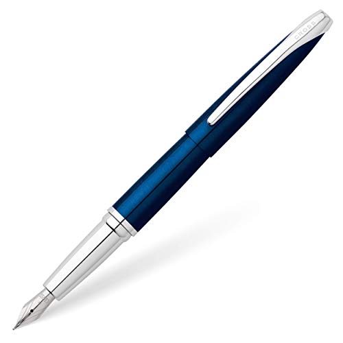 Cross Atx Penna Stilografica Pointe Moyenne Laque Bleue