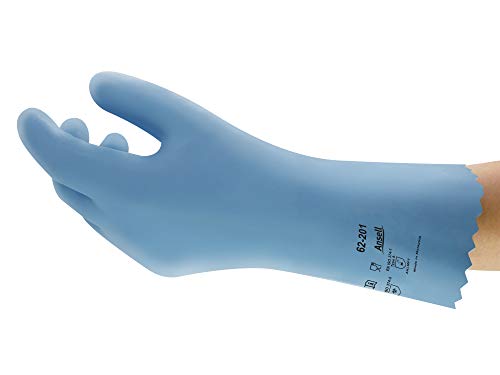 Ansell Alphatec 62-201 Guanto In Lattice, Protezione Contro Le Sostanze Chimiche E Liquide, Blu, Taglia 10 (12 Paia)