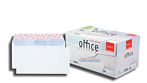 Elco Office C5/6 Dl Buste Per Ufficio Con Chiusura Adesiva, Internografia, 229 X 114 Mm, 1 Confezione Da 200 Bustine, Bianco