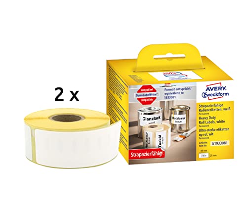 Avery Zweckform A1933081 - Etichette In Rotolo, 25 X 89 Mm, 2 Rotoli, 700 Etichette, Colore: Bianco