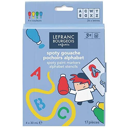 Lefranc Bourgeois 301488 - Set Da Colorare Per Bambini Con Lettere Spoty, 4 Colori, In Matite Ergonomiche Per Bambini Con 13 Stencil Riutilizzabili, 2