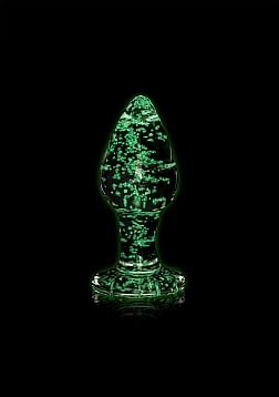 Ouch! Glass Butt Plug Glow In The Dark - Large - Green (Glass, Large)