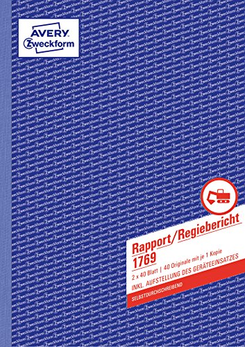Avery Zweckform Formularbuch Rapport/Regiebericht, Sd, A4
