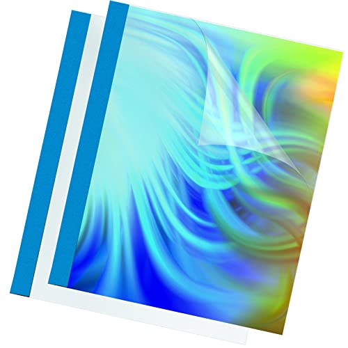 Fellowes 53176 Termocopertine Prestige, 3 Mm, In Pvc Trasparente, Confezione Da 100 Pezzi, Blu