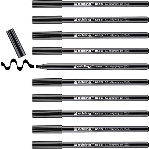 Edding 1255 - Penna Calligrafia, Colore: Nero (Confezione Da 10) 5.0 Mm Nero