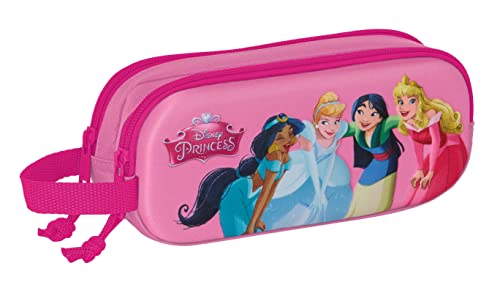 Princesas Disney - Astuccio Doppio 3D, Astuccio Per Bambini, Ideale Per Bambini In Età Scolare, Comodo E Versatile, Qualità E Resistenza, 21 X 6 X 8 C