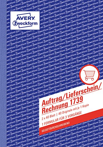 Ordine Avery/Consegna/Fattura, 1 ° E 2 Foglie Stampato, Sd, Din A5, 2X40 Fogli