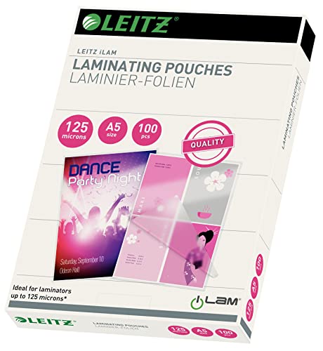 Leitz Cf100Pouches, Formato A5, 2 X 75 Micron, Transparente (Standard)