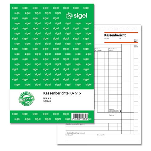 Sigel Ka515 Kasse Relazione A5, 5 Pezzi Da 50 Fogli 1 Pezzo