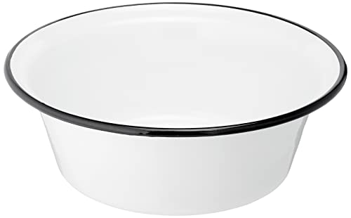 Krüger Karl Ciotola In Ferro Smaltato, Misure A Scelta, Colore Bianco Con Bordo Nero 32 Cm
