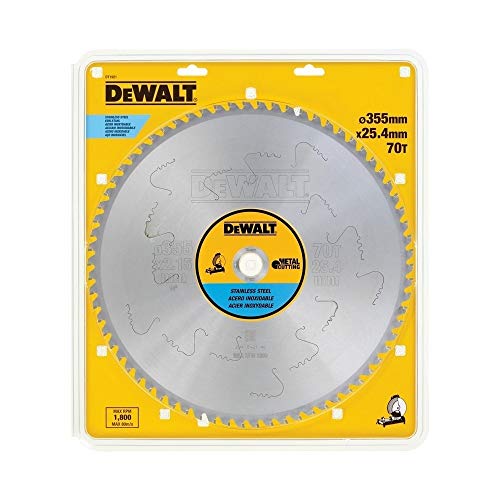 Dewalt, Dt1921, Qz, Hojas Para Sierra Estacionarias 355 X25,4 X 70D Para Acero Inoxidable
