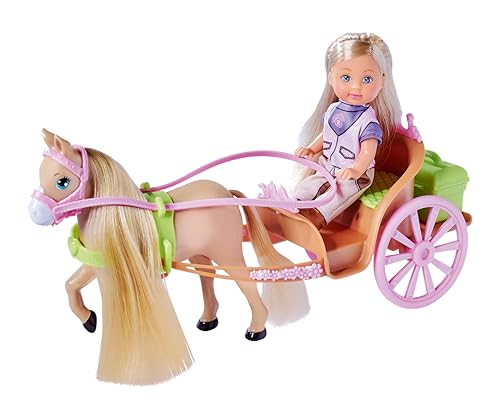 Simba- Evi Love Horse Carriage, Bambola Da Gioco Seduta Nella Sua Carrozza Con Cavallo, Accessori, Scomparto Segreto Nella Carrozzina, 28 Cm, A Partir