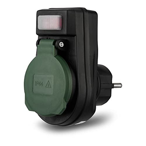 Rev Adattatore Con Interruttore Ip44 Nero-Verde
