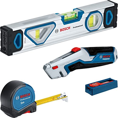 Bosch Professional Set Di Utensili Professionali Da 13 Pz. (Incl. Livella A Bolla Da 25Cm, Metro A Nastro Da 5M, Coltello Universale Con Lama Estraibi