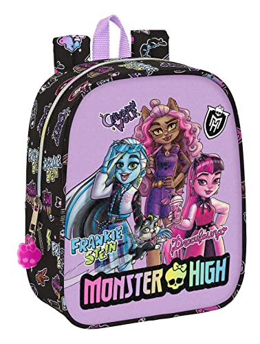 Safta Monster High - Zaino Per Bambini, Zaino Da Scuola, Adattabile Al Carrello, Ideale Per Asilo, Comodo E Versatile, Qualità E Resistenza, 22 X 10 X