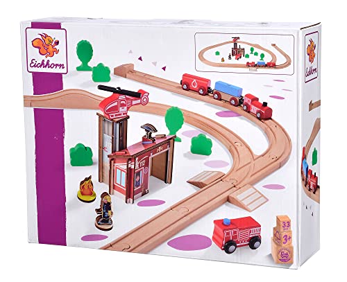Eichhorn- Set Ferroviario Pompieri, Multicolore, 4003046009262