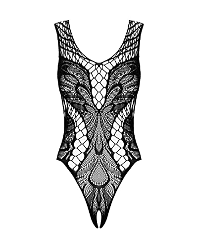 Obsessive Bodystocking Femminile Erotico Trasparente B138, Nero,M