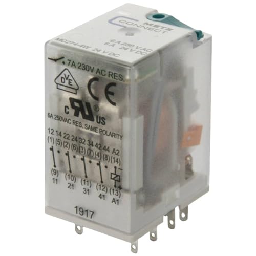 Metz Connect 110017251407 - Relè A Innesto 24 V/Dc 7A, 4 Interruttori, 1 Pezzo