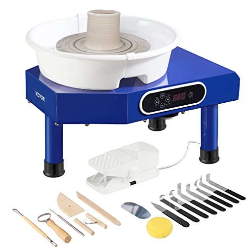 Vevor Tornio Per Ceramica Argilla Con Pedale 350 W Diametro 25 Cm Velocità 60-300 Giri/Min, Macchina Ruota Di Ceramica Fai-Da-Te Hobbista Controllo Co