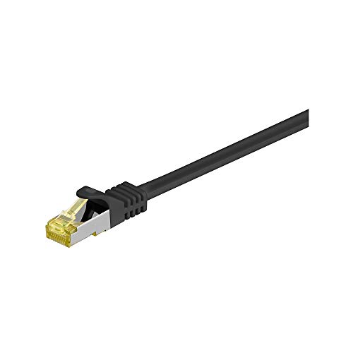 Goobay 91635 Rj45 Cavo Patch Cat 6A S/Ftp (Pimf) Con Cavo Grezzo Cat 7, Nero, 7.5M Lunghezza