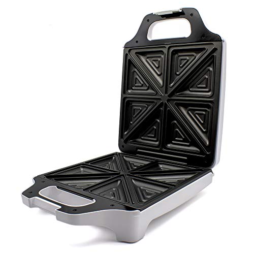 Mpm Mop-35 Sandwich Panini Maker Elettrico Per 4 Sandwichs, 8 A Forma Di Triangolo, Piastre Antiaderenti, Temperatura Automatica, Compatto, Bianco, 16