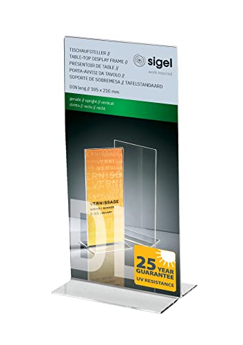 Sigel Ta224 Porta-Avvisi Da Tavolo / Porta-Brochure Da Banco, Con Base A T, Acrilico, Per Dl