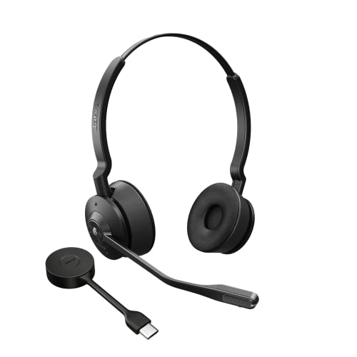 Jabra Engage 55 Cuffie Wireless Stereo Con Adattatore Dect Usb-C Link 400 - Microfono Con Cancellazione Del Rumore, Ampia Portata - Certificazione Ms 