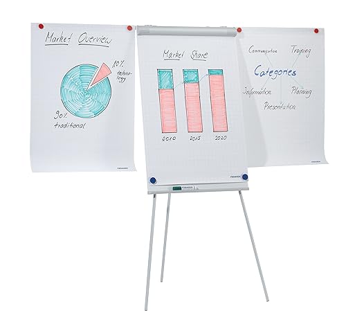 Franken Lavagna A Fogli Mobili, Scrivibile, Magnetica, Con 2 Bracci Laterali, Treppiede, 68 X 105 Cm, Altezza Regolabile, Con Porta Carta E Portapenne