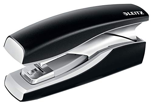 Leitz Softpress 56030035 Cucitrice Piatta In Metallo, Capacità Fino A 30 Fogli, Forma Ergonomica, Punti Metallici Inclusi, Serie Nexxt, Nero