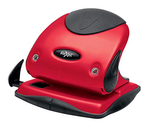 Rexel Choices P225 2115692 - Perforatrice A 2 Fori, Capacità 25 Fogli, Indicatore Di Allineamento Carta, Metallo, Rosso, 2115692