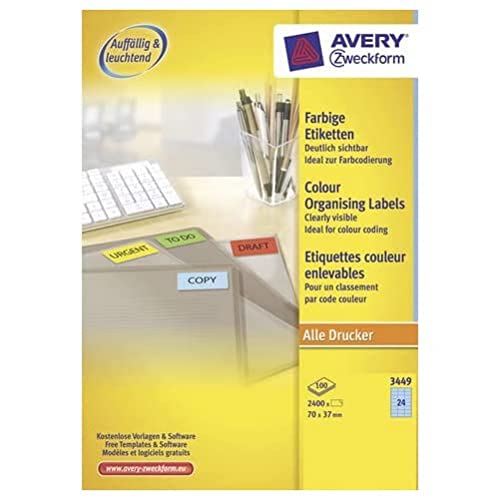 Avery 3449 Etichetta Laser/Inchiostro 70X37, Blu