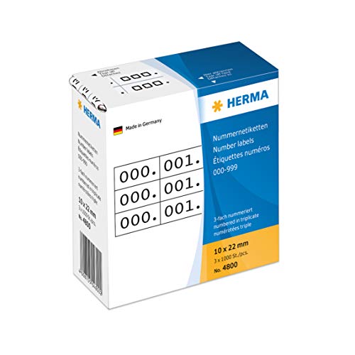 Herma Number Labels Triplicate Numbers Self-Adhesive White/Black